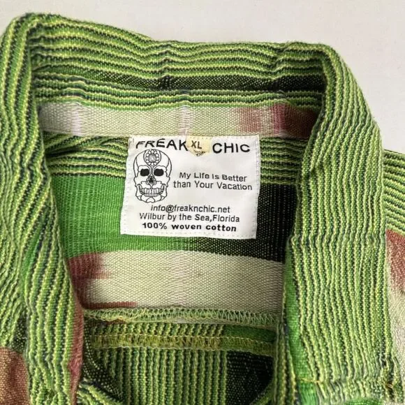 Freak N' Chic Woven Cotton Shirt Button Up Colorful Stash Pocket Men's XL EUC - Picture 4 of 8